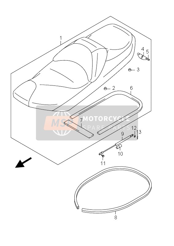 Suzuki AN400(A)(ZA) BURGMAN 2012 Zadel voor een 2012 Suzuki AN400(A)(ZA) BURGMAN